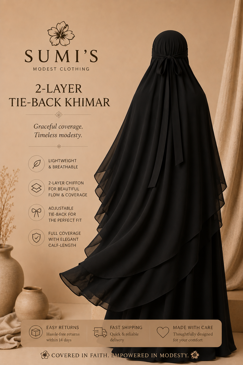 2-Layer Tie-Back Khimar